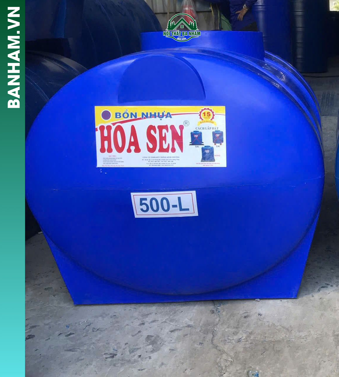 Bồn Nhựa Hoa Sen Ngang 500L
