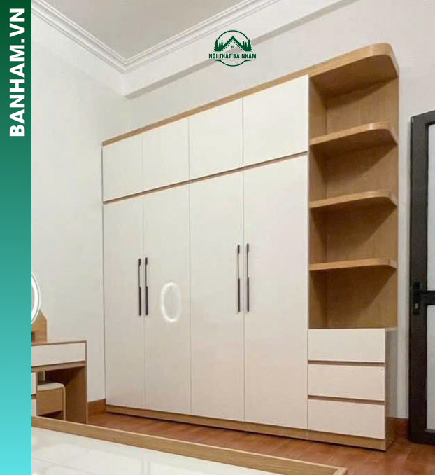 Mẫu Tủ Quần Áo 4 cánh 1 đợt tủ