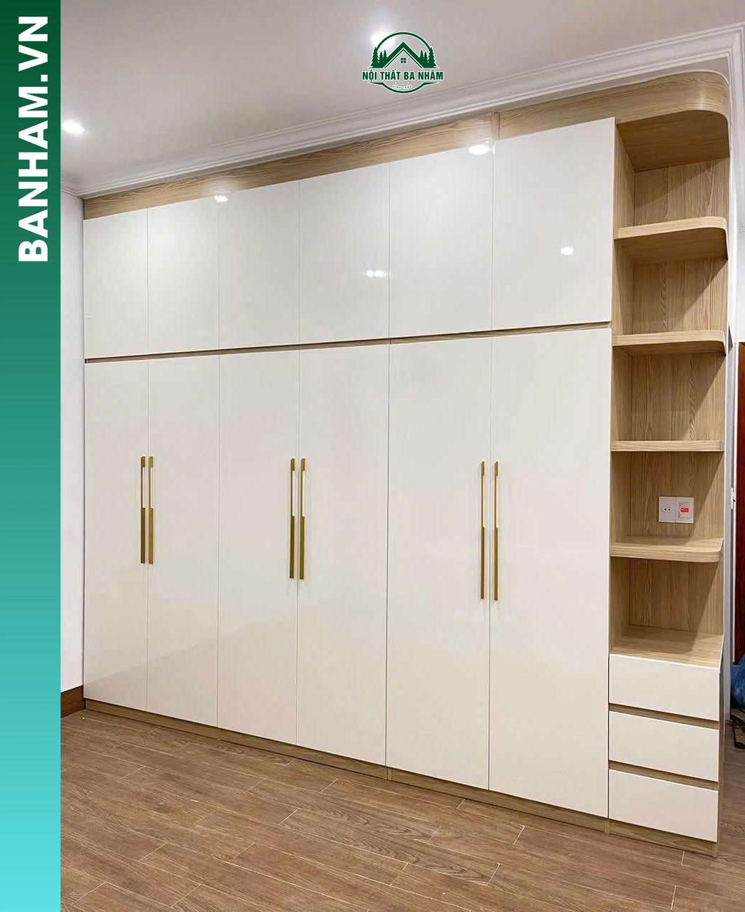 Mẫu Tủ Quần Áo 6 cánh 2 tầng 1 đợt