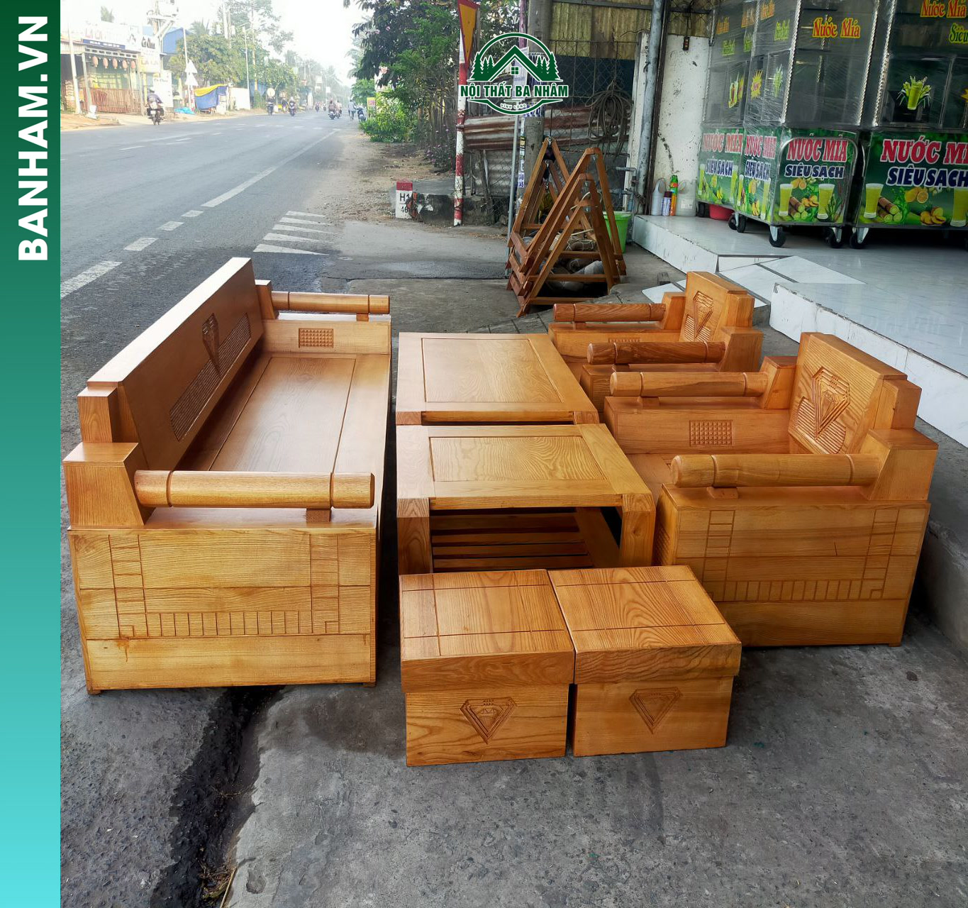 Bộ sofa gỗ phòng khách Bến Tre