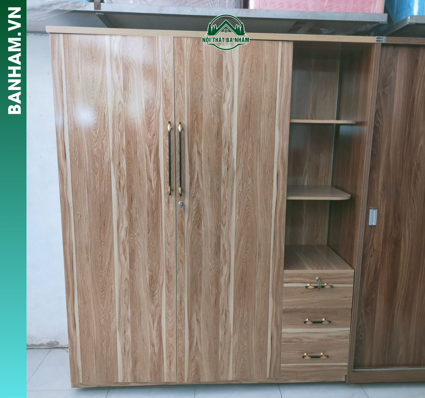 Tủ quần áo gỗ MDF 3 cánh Bến Tre