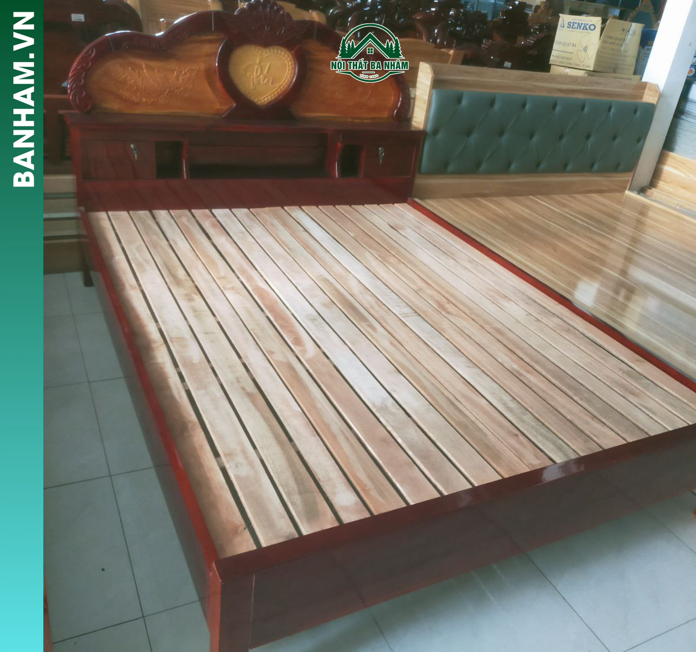 Giường ngủ gỗ tự nhiên chạm tim Bến Tre