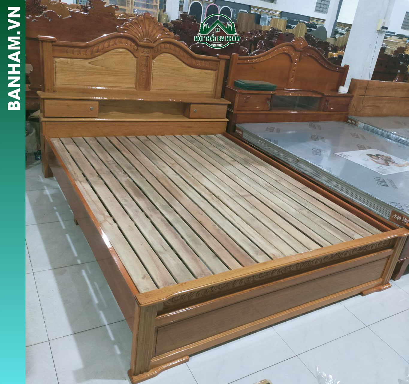 Giường ngủ gỗ tự nhiên có hộc kéo Bến Tre