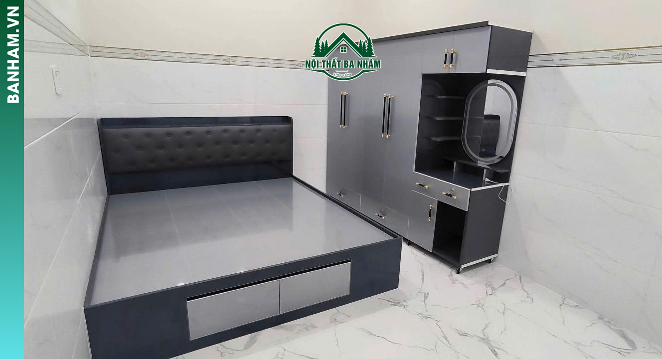 Combo giường ngủ và tủ quần áo gỗ công nghiệp Bến Tre