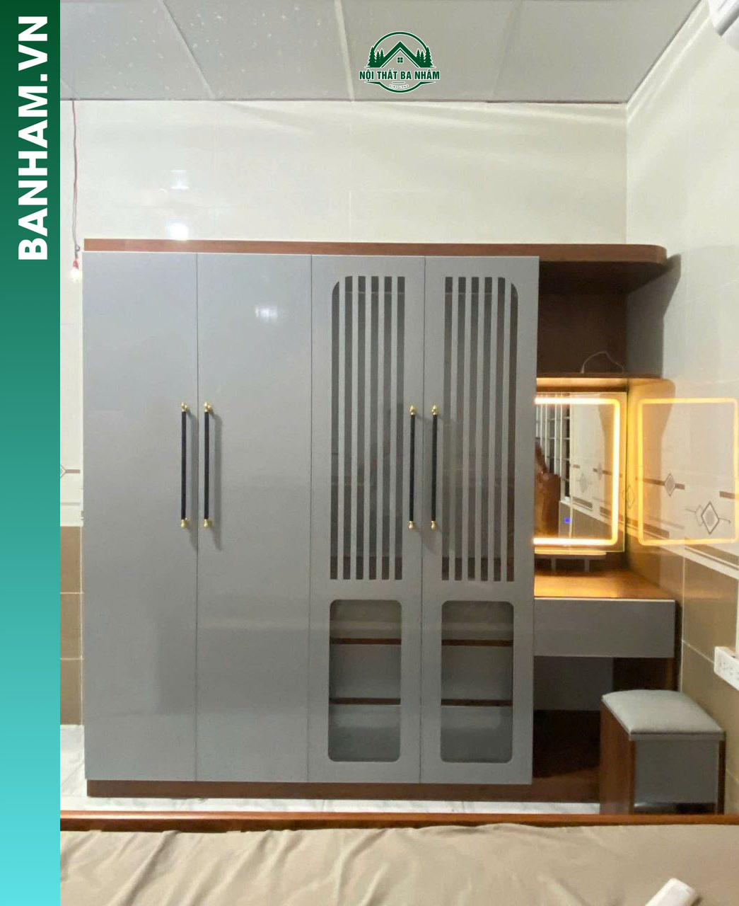 Tủ quần áo 4 cánh kết hợp bàn trang điểm Bến Tre