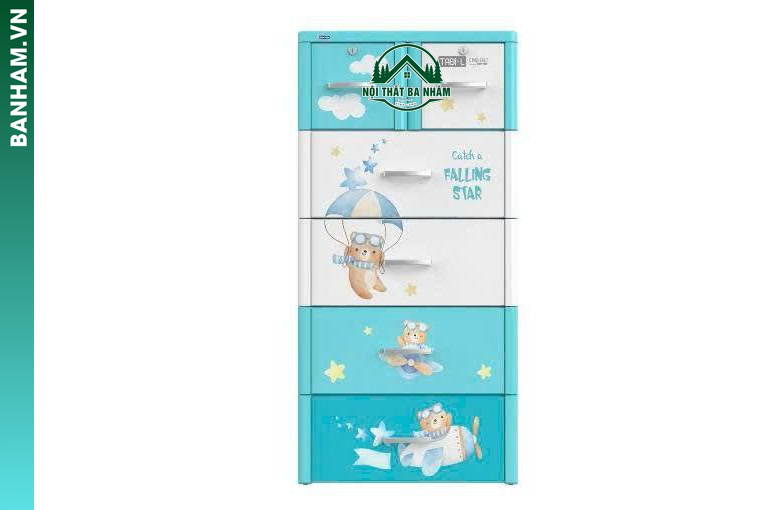 Tủ nhựa 5 tầng gấu phi công xanh Bến Tre
