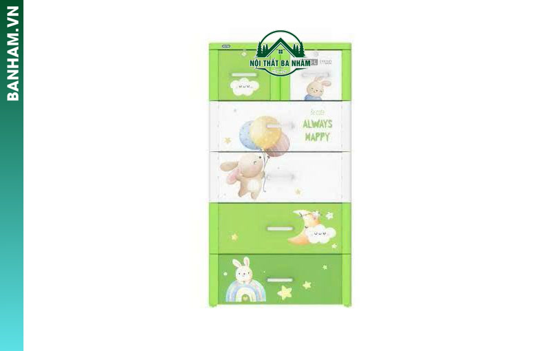Tủ nhựa 5 tầng thỏ Always Happy xanh Bến Tre