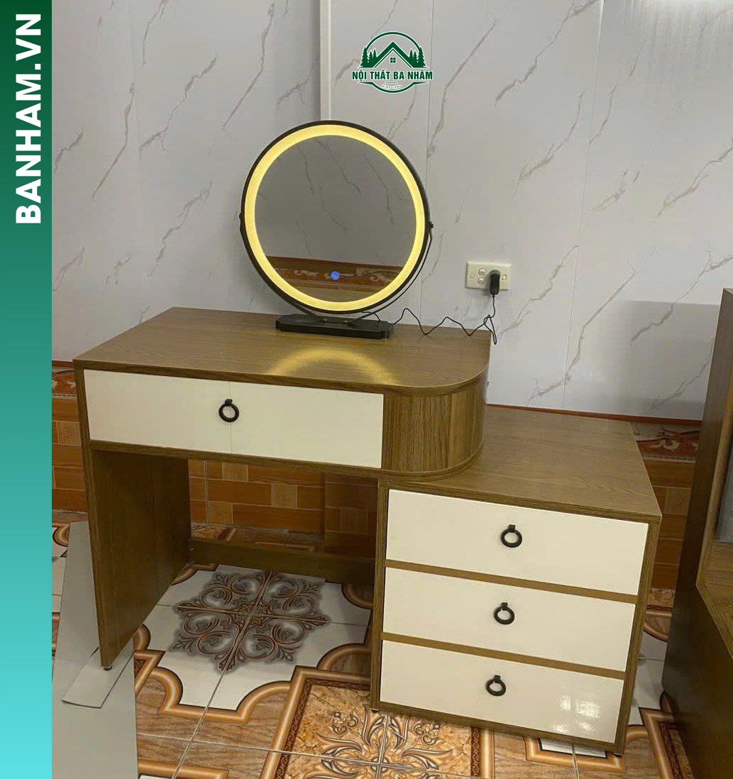Bàn trang điểm xám gương LED 3 ngăn kéo Bến Tre