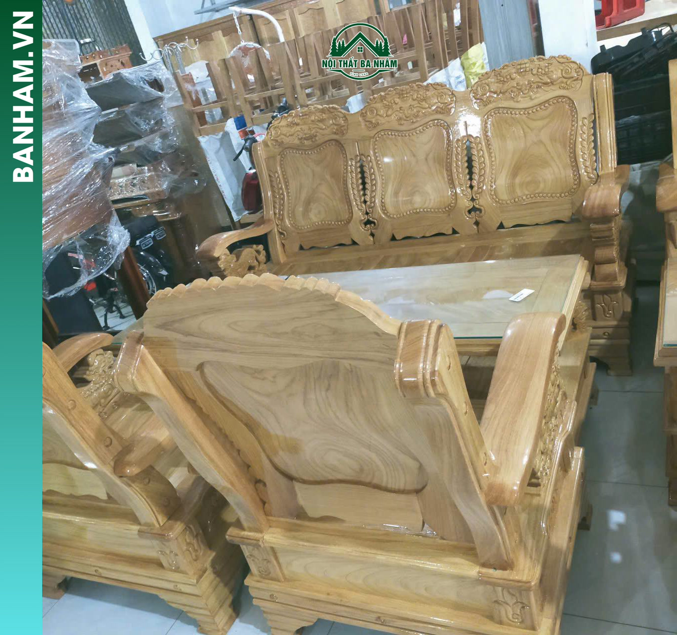 Bộ bàn ghế Salon Thiên Nga gỗ gõ đỏ