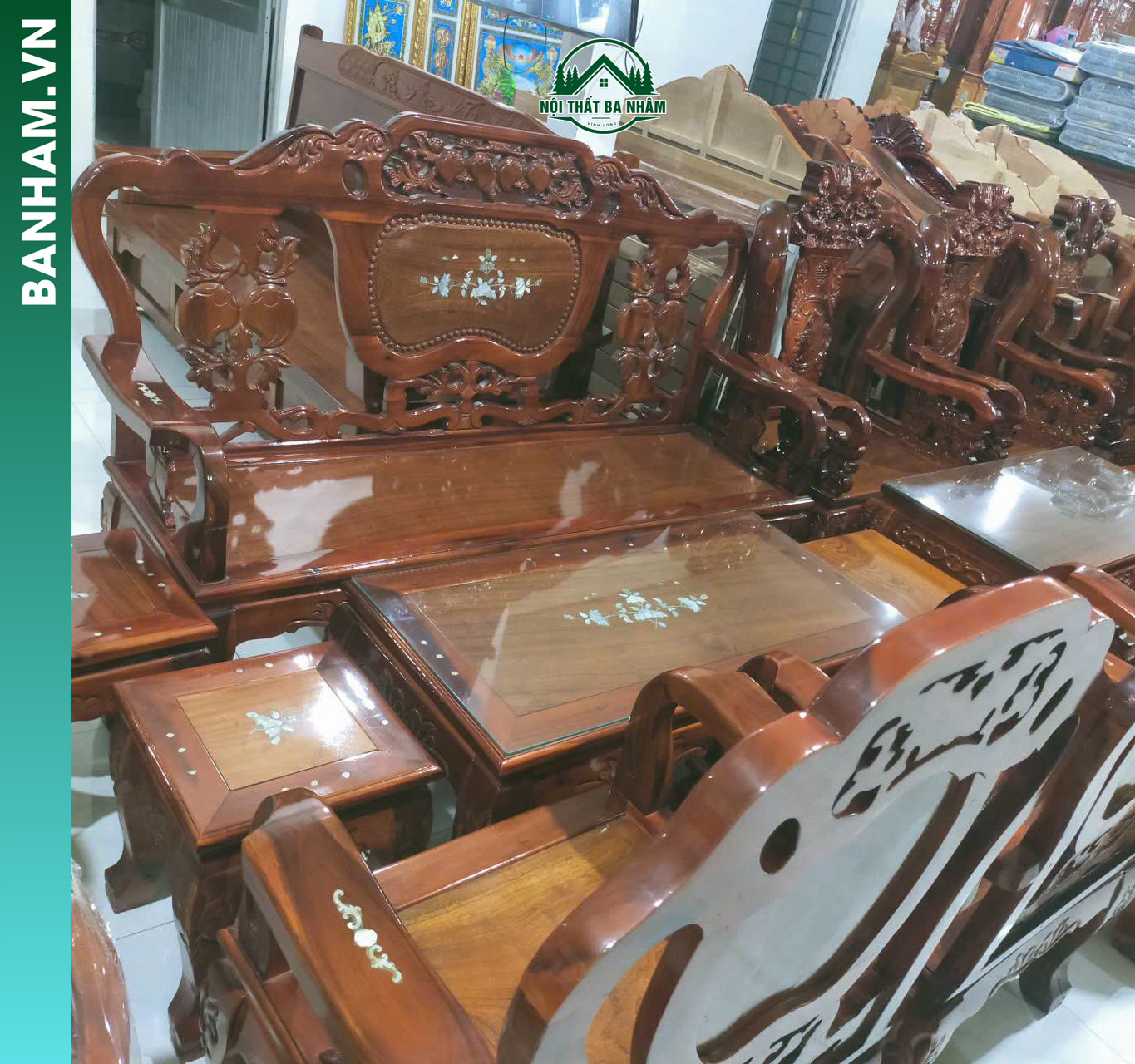 Bộ bàn ghế Salon khảm trai gỗ tự nhiên