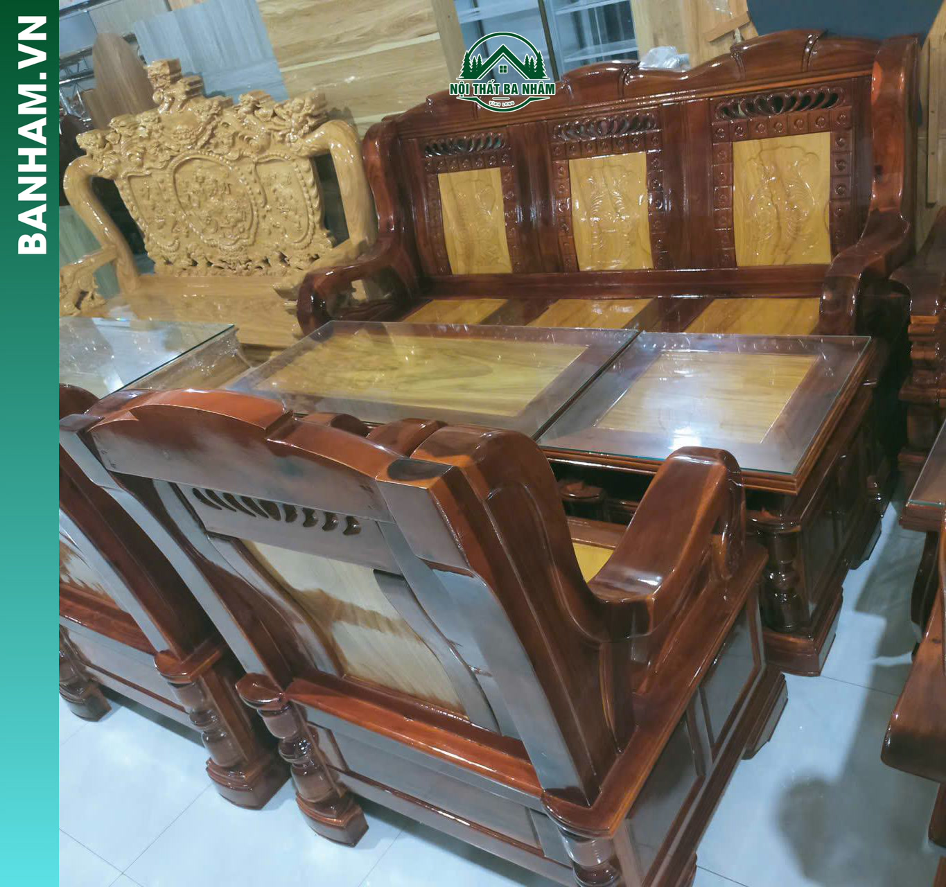 Bộ bàn ghế Salon gỗ tự nhiên phối màu