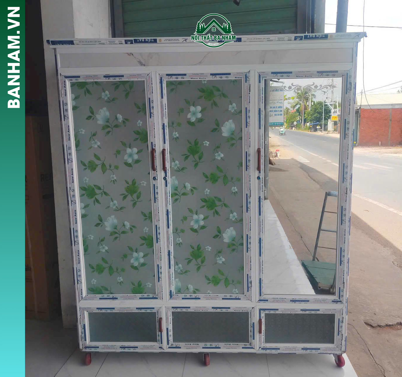 Tủ quần áo nhôm kính 3 cánh