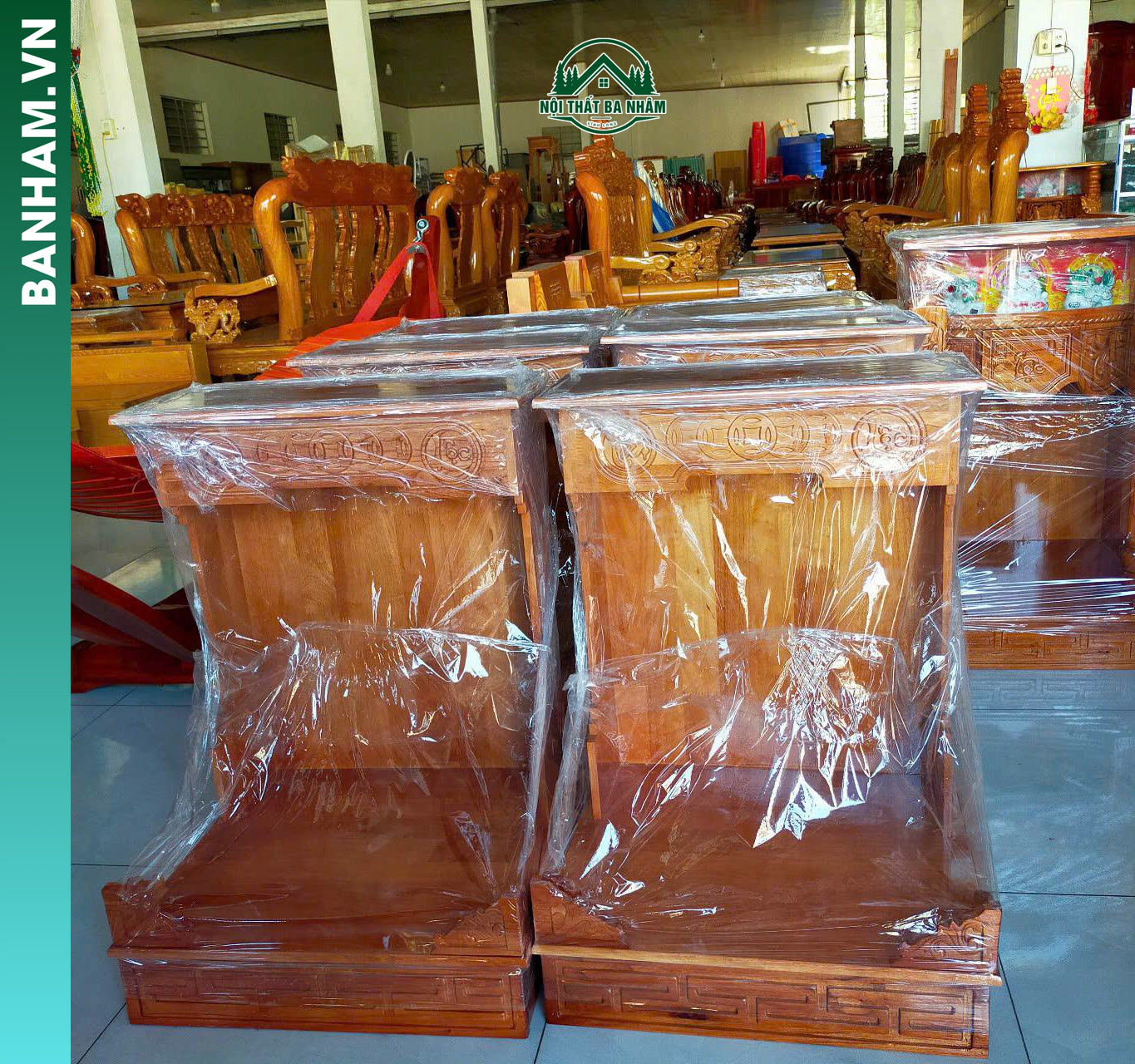 Bàn thờ Thần Tài – Ông Địa gỗ tự nhiên