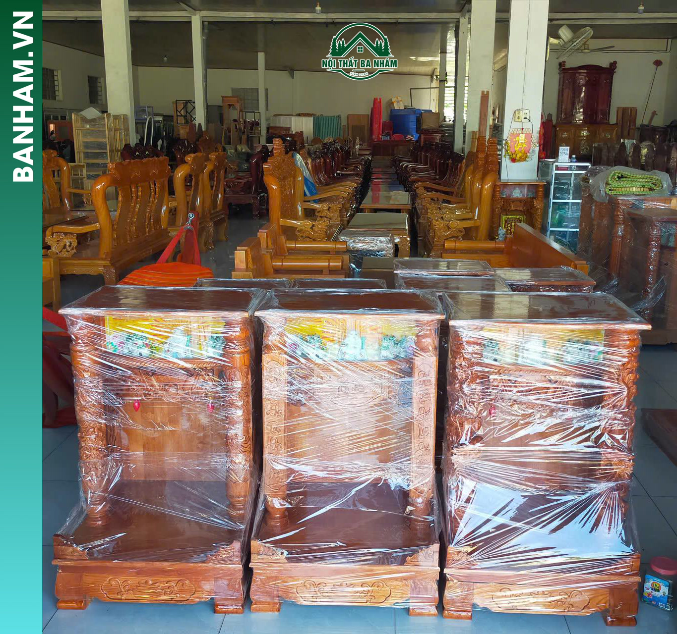 Bàn thờ Thần Tài – Ông Địa gỗ tự nhiên cao cấp