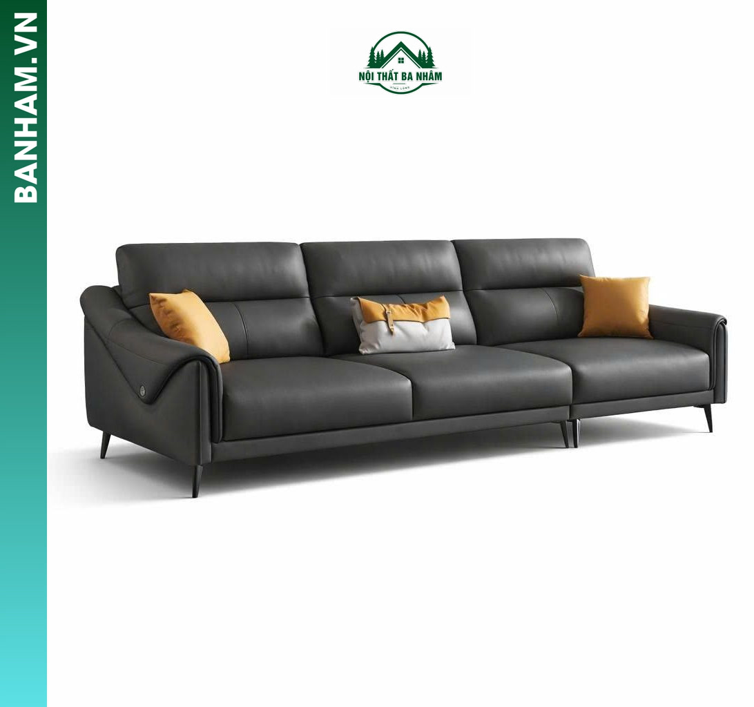 Sofa da chống trầy màu xám hiện đại tại Bến Tre