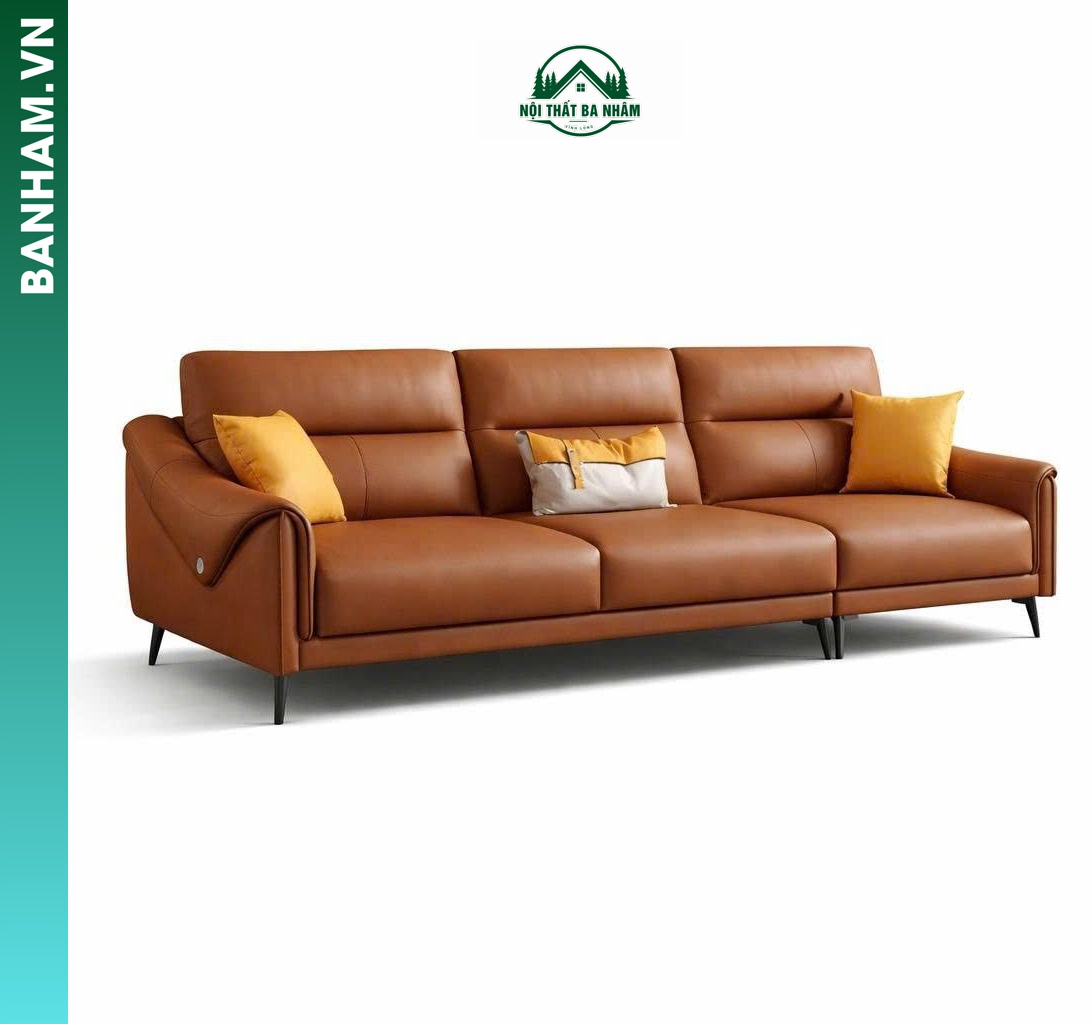 Sofa da chống trầy màu nâu hiện đại tại Bến Tre