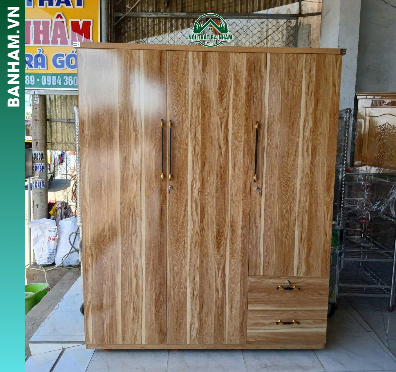 Tủ quần áo gỗ công nghiệp vân gỗ tự nhiên