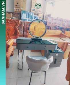 Bàn trang điểm hiện đại kèm gương tròn & ghế