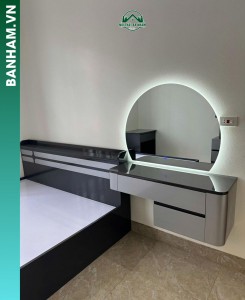 Bàn trang điểm treo tường gương tròn LED Bến Tre