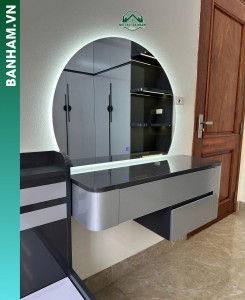 Bàn trang điểm treo tường gương tròn LED Bến Tre