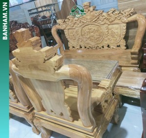 Bộ bàn ghế Salon chạm Long – Lân gỗ tự nhiên