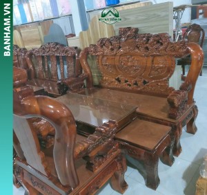Bộ bàn ghế Salon chạm Long – Lân gỗ tự nhiên