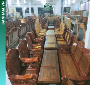 Bộ bàn ghế salon gỗ tự nhiên chạm hoa văn