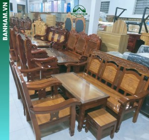 Bộ bàn ghế salon gỗ tự nhiên dáng hiện đại