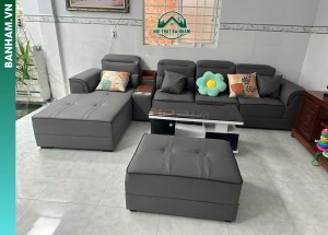 Bộ sofa góc chữ L da cao cấp kèm bàn trà Bến Tre