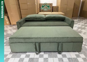 Ghế sofa giường bọc nỉ xanh rêu gân