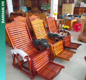 Ghế thư giãn gỗ tự nhiên ngả lưng kéo chân