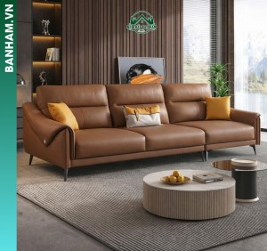 Sofa da chống trầy màu nâu hiện đại tại Bến Tre