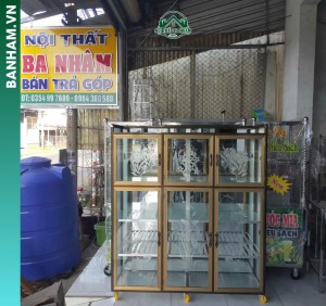 Tủ chén nhôm kính 6 cánh