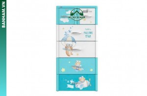 Tủ nhựa 5 tầng gấu phi công xanh Bến Tre