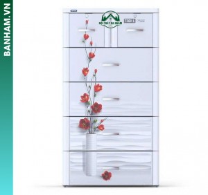 Tủ nhựa 5 tầng hoa đỏ nền trắng Bến Tre