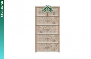 Tủ nhựa 5 tầng họa tiết hoa nổi kem Bến Tre