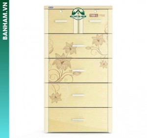 Tủ nhựa 5 tầng hoa vàng vân gỗ Bến Tre