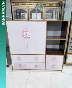 Tủ nhựa cao cấp đa năng phối trắng – vân gỗ tại Bến Tre