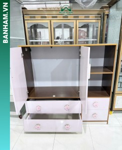 Tủ nhựa cao cấp đa năng phối trắng – vân gỗ tại Bến Tre