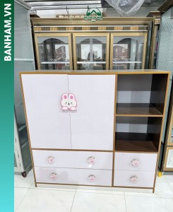 Tủ nhựa cao cấp đa năng phối trắng – vân gỗ tại Bến Tre
