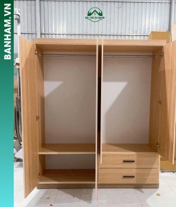 Tủ quần áo 2 cánh vân gỗ 2 ngăn kéo Bến Tre