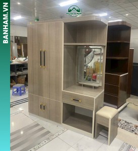 Tủ quần áo 2 cánh vân gỗ sọc bàn trang điểm Bến Tre