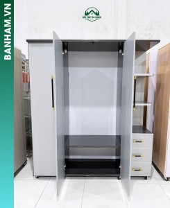 Tủ quần áo 3 cánh kèm kệ trang trí hiện đại tại Bến Tre