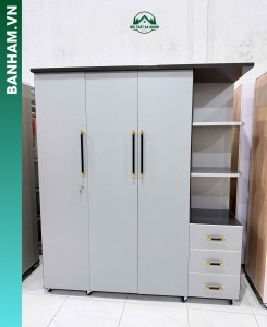 Tủ quần áo 3 cánh kèm kệ trang trí hiện đại tại Bến Tre