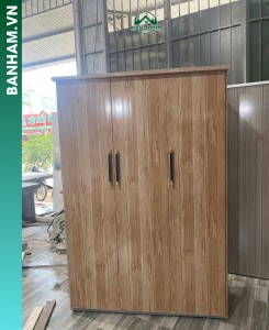 Tủ quần áo 3 cánh nhựa vân gỗ ngăn kệ Bến Tre