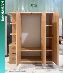 Tủ quần áo 3 cánh vân gỗ kệ hông 3 ngăn kéo Bến Tre