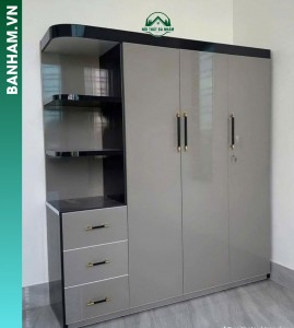Tủ quần áo 3 cánh xám kệ hông 3 ngăn kéo Bến Tre