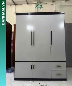 Tủ quần áo 3 cánh xám phối đen Bến Tre