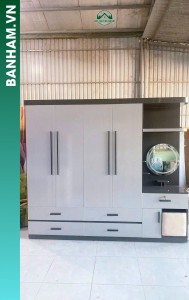 Tủ quần áo 4 cánh bàn trang điểm gương tròn Bến Tre