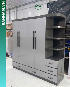 Tủ quần áo 4 cánh kèm kệ góc gỗ công nghiệp Bến Tre